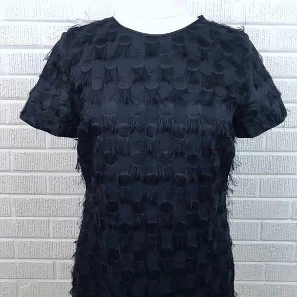 Banana Republic Fringe-Dot Shift Dress Black - 8 - Picture 5 of 8